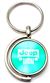 Green Jeep Grille Logo Brushed Metal Round Spinner Chrome Key Chain Spin Ring