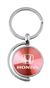 Pink Honda Logo Brushed Metal Round Spinner Chrome Key Chain Spin Ring