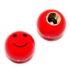 2 Red Smiley Face Ball Tire/Wheel Air Stem Valve Caps for Bike-Motorcycle
