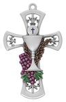 First Communion Wall Cross - 6" Pewter (Chalice with Enamel)