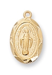 Miraculous Medal Gold over Sterling on 16" Chain