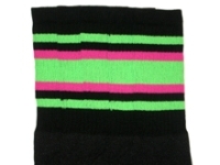 Knee high socks with Neon Green-Hot Pink stripes