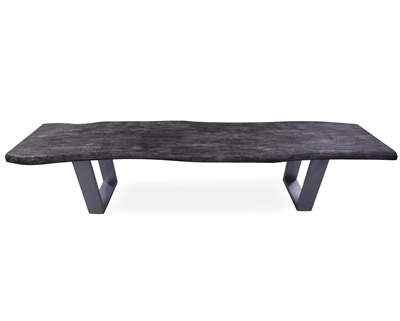 Grey Solid Wood Dining Bench With Metal Legs