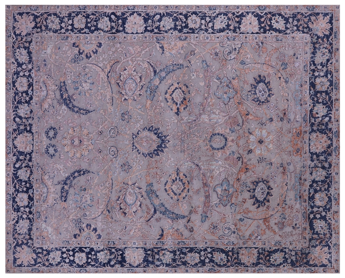 Persian Sickle Leaf Desing Hand Knotted Wool & Silk Rug