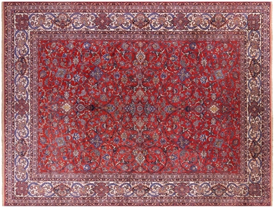 Antique Isfahan Hand Knotted Wool Rug