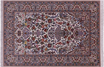 Signed Persian Isfahan Wool & Silk Area Rug