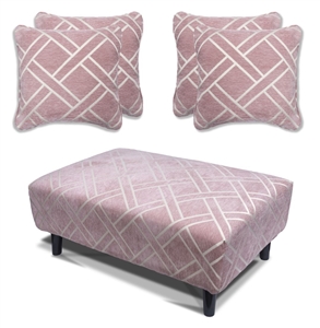 Cubana - Footstool & 4 Cushion Set - Pink