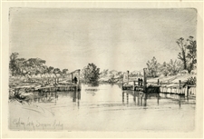 Seymour Haden original etching "Egham Lock"