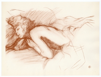 Toulouse-Lautrec lithograph Femme endormie
