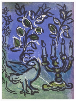 Marc Chagall "Le Chandelier" original lithograph for Jerusalem Windows