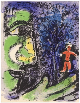 Marc Chagall original lithograph Le Profil et l'enfant rouge, Profile and the Red Child