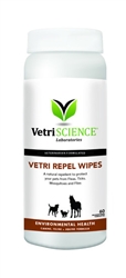 Vetri Repel Wipes Natural Repellent For Cats & Dogs, 60 Wipes