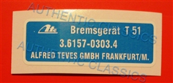 DECAL / LABEL FOR LATE 280SL BRAKE BOOSTER