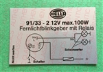 DECAL - " HELLA 91/33"  FOR  HEADLIGHT FLASHER RELAY