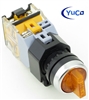 YC-SS22PMA-I3Y-2 22mm 3 POSITION MAINTAINED YELLOW ILLUMINATED SELECTOR SWITCH 120V AC/DC.INCLUDED 2/NO CONTACT BLOCK. (YOU CAN CHANGE THE VOLTAGE TO 12V, 24V, OR 220V)
