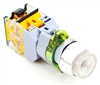 YC-P22XPMA-IW-2 YuCo 22MM EXTENDED WHITE PUSH BUTTON. METAL MAINTAINED ILLUMINATED 120V AC/DC 1NO/NC CONTACT BLOCK