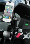 Brake/Clutch Assembly Mount or U-Bolt Handlebar Mount with Standard Sized Length Arm and RAM-HOL-AP9U Apple iPhone 4 Holder (4th Gen/4S WITHOUT Case or Cover)