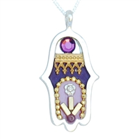 Purple Hamsa Necklace by Ester Shahaf