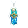 Blue Hamsa Necklace by Ester Shahaf