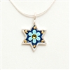Blue Flower Small Star of David Necklace by Ester Shahaf
