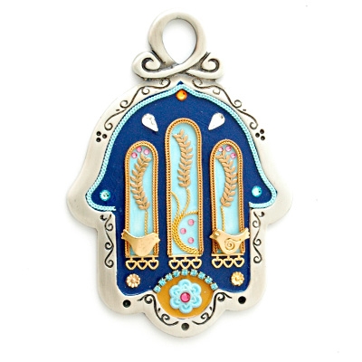 Wall Hamsa Hand with Doves by Ester Shahaf