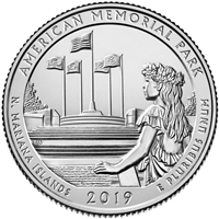 2019 - P American Memorial Park, NMI National Park Quarter Single Coin