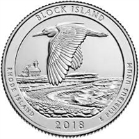 2018 - D Block Island Wildlife Refuge, RI National Park Quarter 40 Coin Roll
