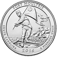 2016 - D Fort Moultrie, SD National Park Quarter 40 Coin Roll
