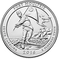 2016 - P Fort Moultrie, SC National Park Quarter 40 Coin Roll