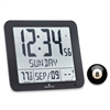 Slim Atomic Wall Clock with Full Calendar and Large Display and Indoor/Outdoor Temperature (BLACK)