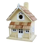 Yellow Victorian Cottage Wood Outdoor Birdhouse