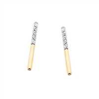 10k yellow gold diamond bar earrings