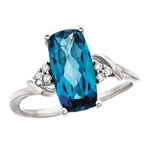 14k white gold London blue topaz & diamond ring