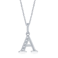 sterling silver & diamond initial A necklace