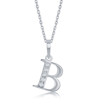 sterling silver & diamond initial letter B