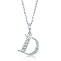sterling silver & diamond initial letter D necklace