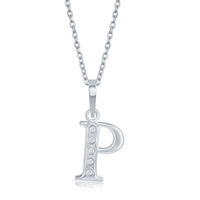 sterling silver & diamond initial P necklace