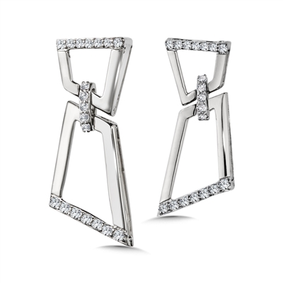 14k white gold & diamond dangle drop earrings