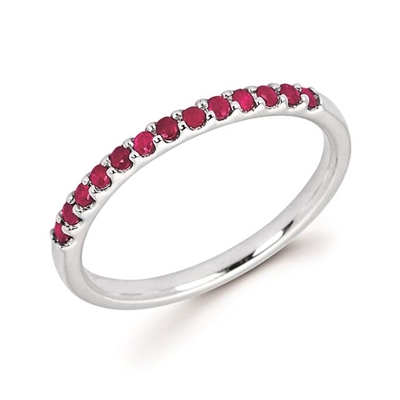 white gold ruby stackable ring