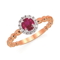 14k rose gold diamond & genuine ruby ring