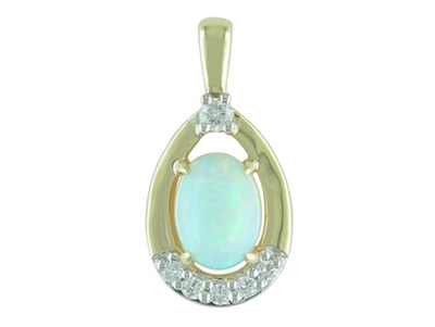 14k yellow gold opal & diamond necklace