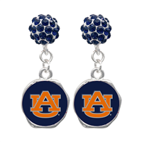 College Fashion Crystal Auburn University Logo Charm Stud Dangle Evy Earrings