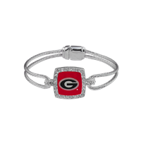 Stylish Crystal University of Georgia Logo Team Colored Squared Bangle Bracelet