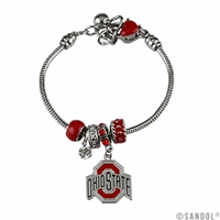 College Fashion Crystal Ohio State University Logo Charms MVP Bracelet
