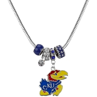 College Fashion Crystal University of Kansas Logo Charms Natalya Necklace