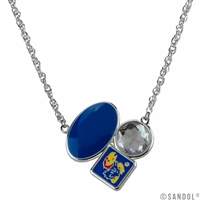 KU Jayhawks Kansas Silver Rhinestone Necklace Licensed College Jewelry