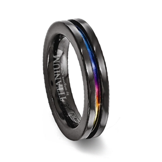 Black Plated Titanium Multi-colored channel Ring