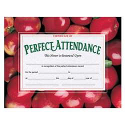 Certificates Perfect 30 Pk 8.5 X 11 Attendance W/ Apples By Hayes School Publishing