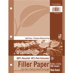 Recycled Filler Paper Wht 500 Shts 3/8&quot; Ruled, PAC2416