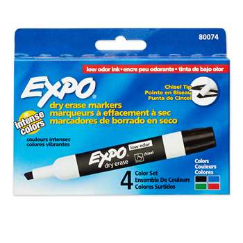 Marker Expo 2 Dry Erase 4 Color Chisel Black Red Blue Green By Newell